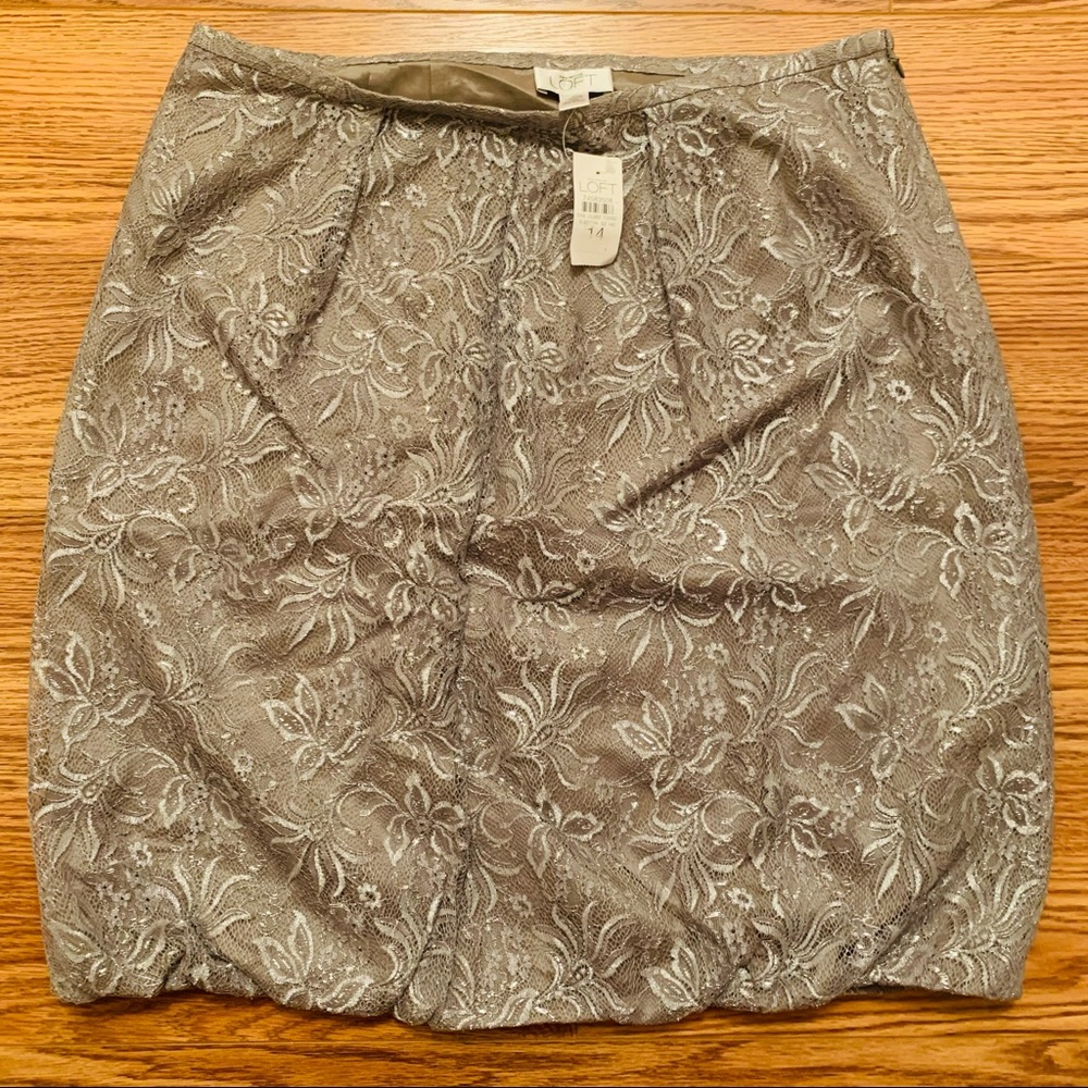 Ann Taylor LOFT Floral Lace Metallic Skirt
